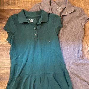Children’s Place girls size 10/12 polo dresses in grey and green